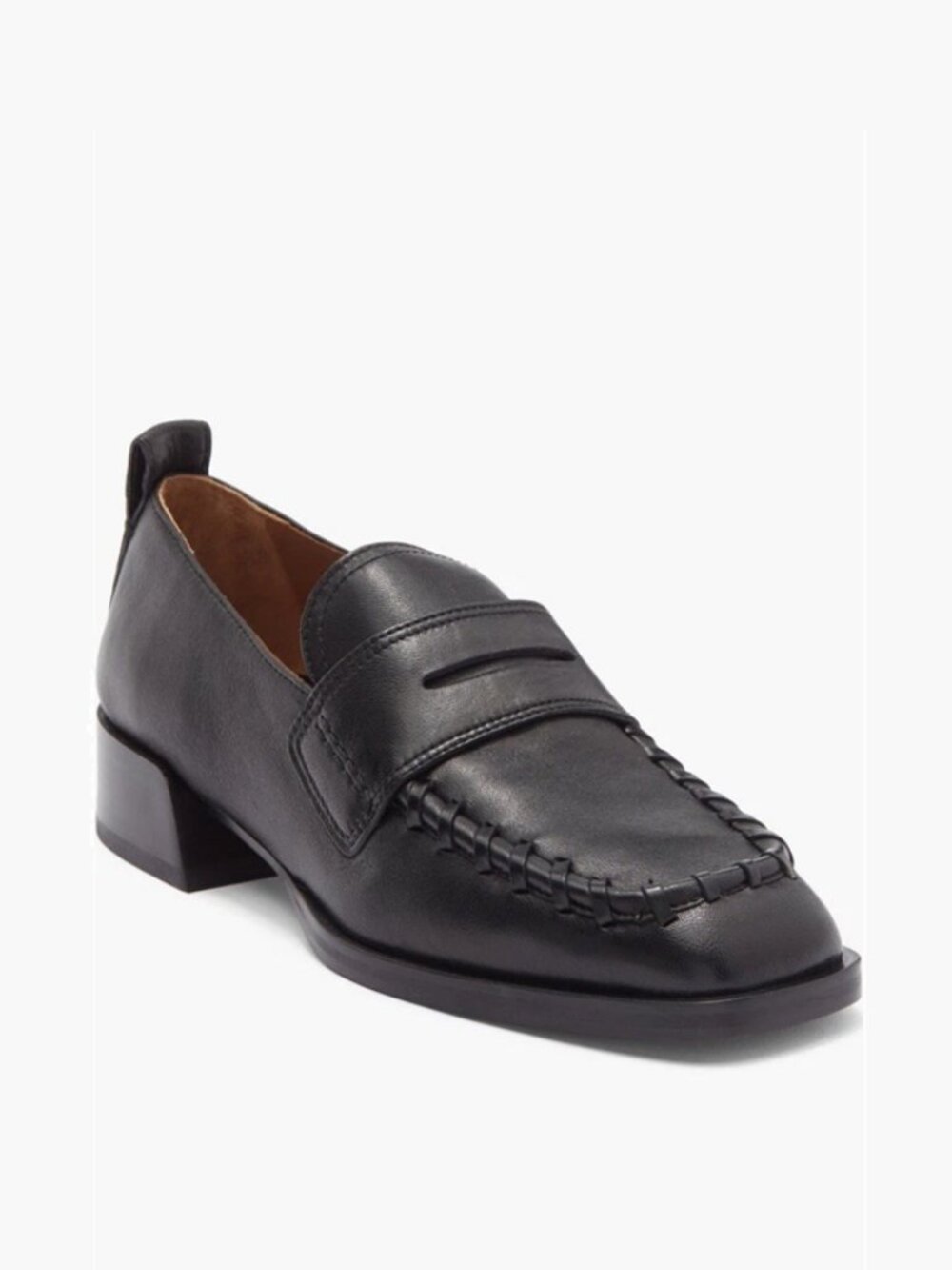 Labucq George Whipstitch Penny Loafers in Black 39 9